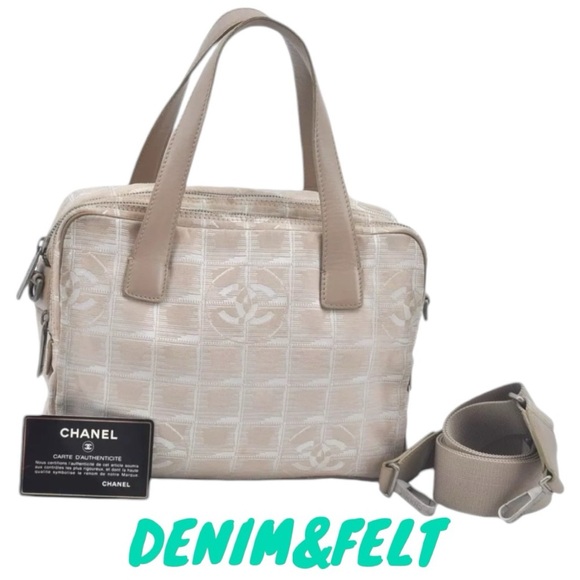 CHANEL Nylon/Leather New Travel Line 2Way Shoulder/Hand Bag/Tote | Beige 🖤 - Picture 1 of 16